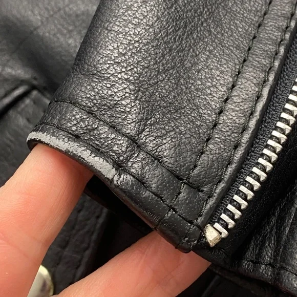 PROTECH Leather Apparel Vintage Black Leather Motorcycle Jacket Size 10 - Picture 12 of 15